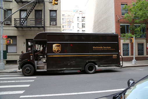 UPS Worldwide camión de reparto, de la ciudad de Nueva York.