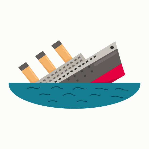 ilustrações, clipart, desenhos animados e ícones de ilustração vetorial isolada do ícone do titanic - wreck of the titanic