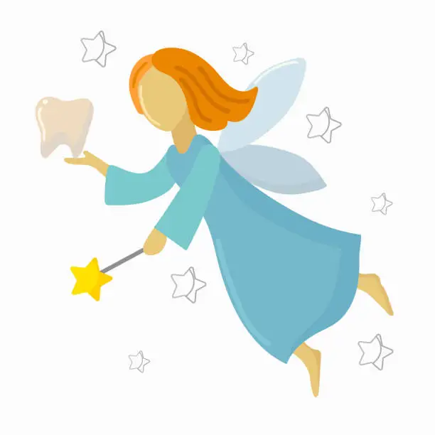 Vector illustration of Tooth fairy isolated vector illustration