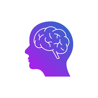 Artificial intelligence logo icon digital face. Artificial software human head brain technology.