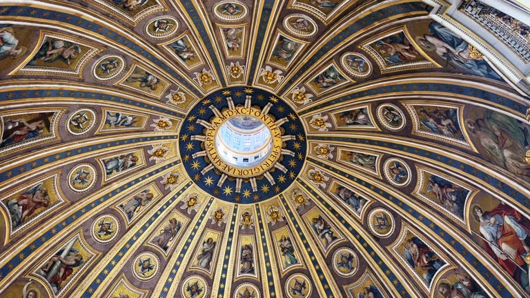 Colorful dome of Saint Peter's Basilica from the inside, Vatican, Rome, Italy