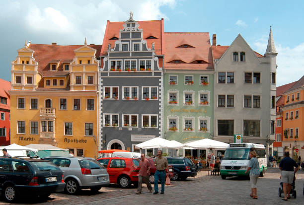 Market square in the restored historic old town of Meissen - Germany.