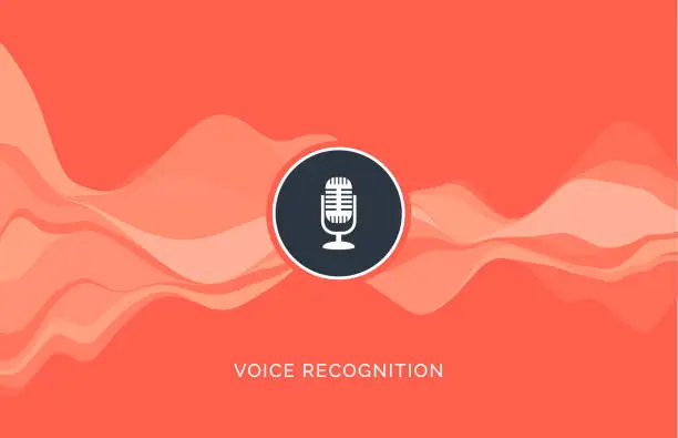 Vector illustration of Voice recognition wave sound ai icon. Music microphone voice recognition car or phone