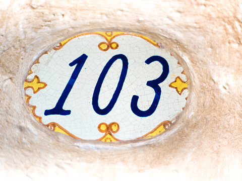 Mexico: Ceramic Number 103 House Address Tile
