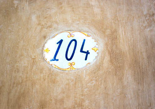 Mexico: Ceramic Number 104 House Address Tile