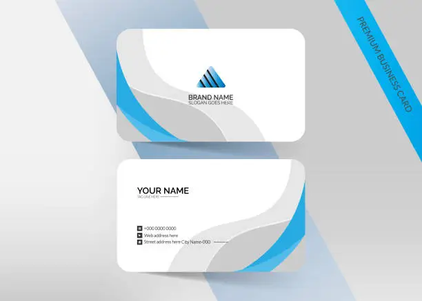 Vector illustration of Elegant white and blue wave business card template design