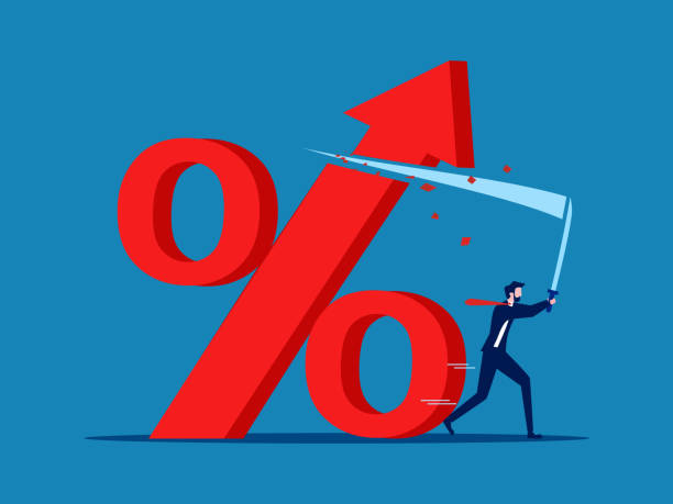 istock Reduce interest rates. Businessman cut the percentage 2036740343