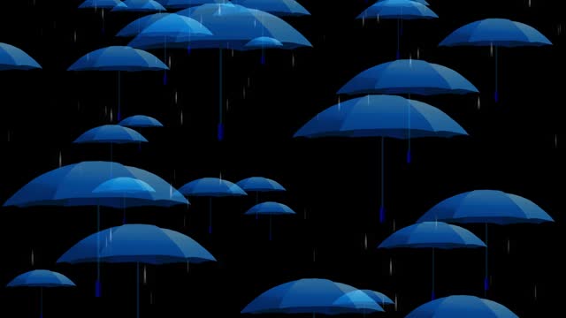 animated background umbrella flying when it rains