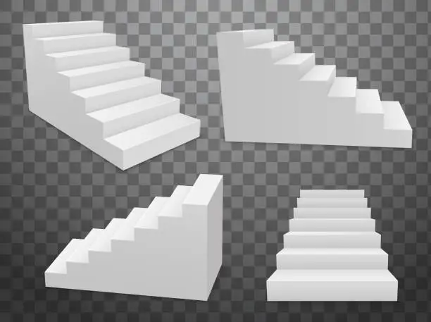 Vector illustration of Staircase vector 3d isolated construction interior modern success. 3d ladder stair pedestal