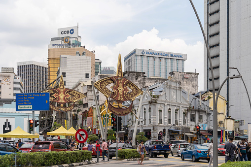Kuala Lumpur, Malaysia - February 4, 2024 : People can seen exploring and shopping around Kasturi Walk alongside Central Market, Kuala Lumpur