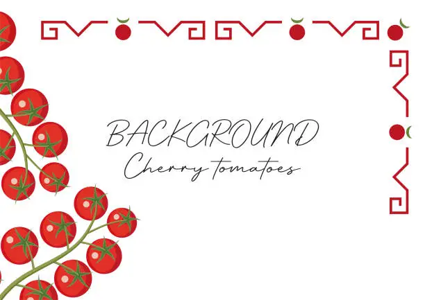 Vector illustration of Background in A4 format. Cherry tomatoes.