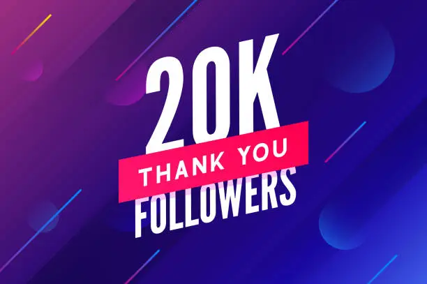 Vector illustration of 20000 followers vector. Greeting social card thank you followers. Congratulations 20k follower design template