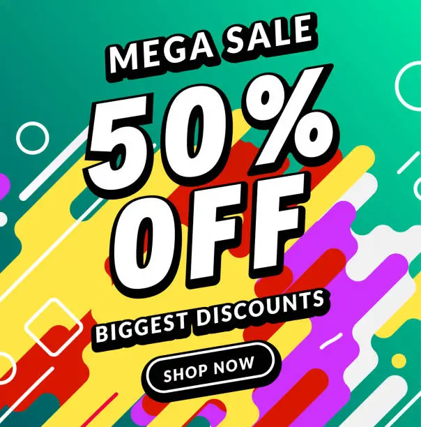 Vector illustration of Mega Sale banner template design. Big sale special offer promotion discount for business