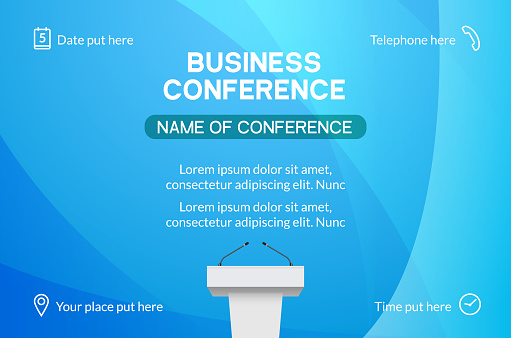 Business conference simple template invitation. Geometric magazine conference or poster business meeting design banner.