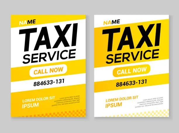 Vector illustration of Taxi service flyer layout template. Taxi car service cab poster design background, taxi ad conbcept or banner