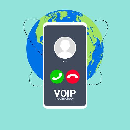 Voip call system voice phone technology. Voice over ip internet video telephony mobile cellphone.