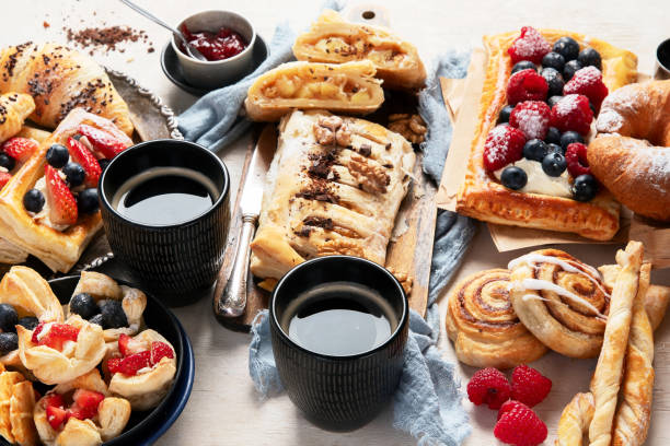 istock Freshly baked pastry. Delicious dessert table. 2037023885