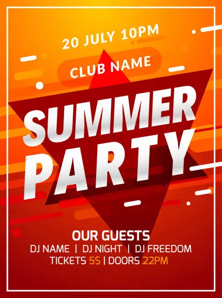 Vector illustration of Music party poster background color abstract gradient flyer design. 3d modern summer dance club template