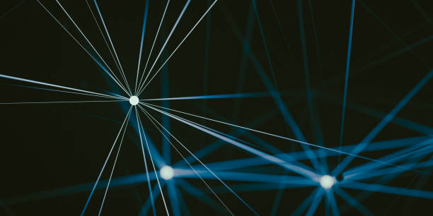Background with connected dots and lines in a futuristic atmosphere. 3d rendering