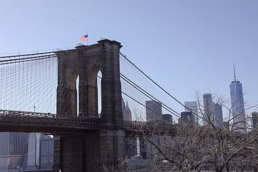New York City Brooklyn Bridge Manhattan downtown skyline skyscrapers