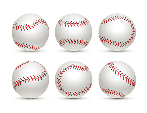 Baseball ball isolated white icon. Softball set vector base ball equipment illustration.