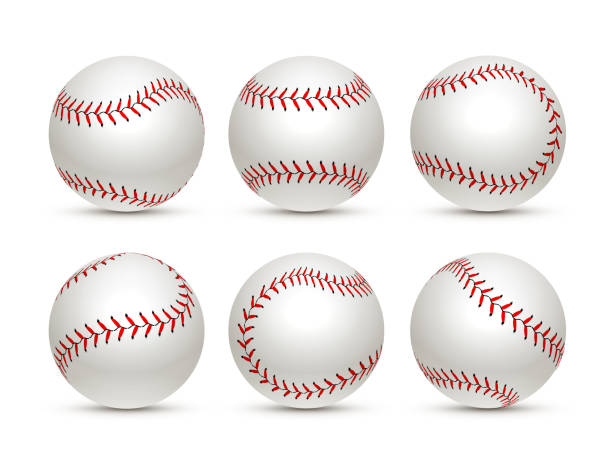 Baseball ball isolated white icon. Softball set vector base ball equipment illustration Baseball ball isolated white icon. Softball set vector base ball equipment illustration. softball homerun stock illustrations