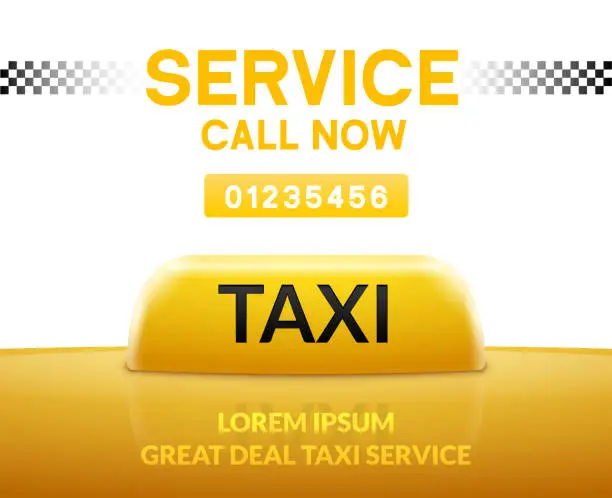 Vector illustration of Taxi car service background sign. Taxi city transport business illustration