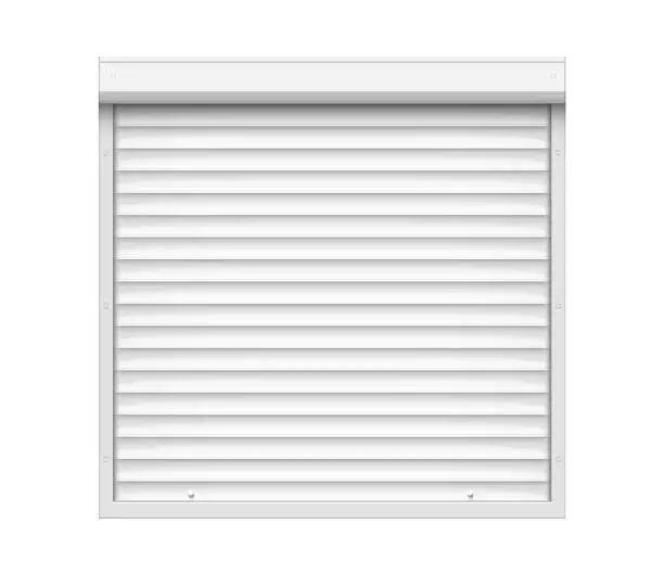 Vector illustration of Shutter roll door blind. Warehouse roller shop outlet door garage or window