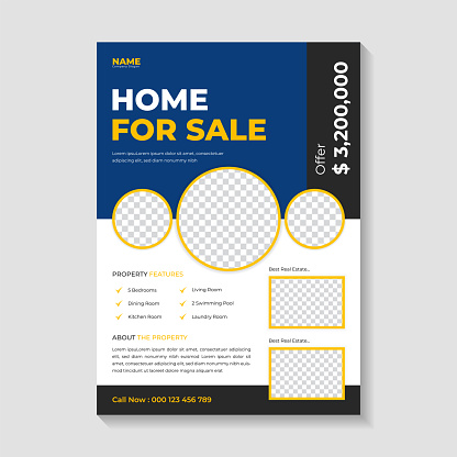 Modern home sale real estate flyer template design