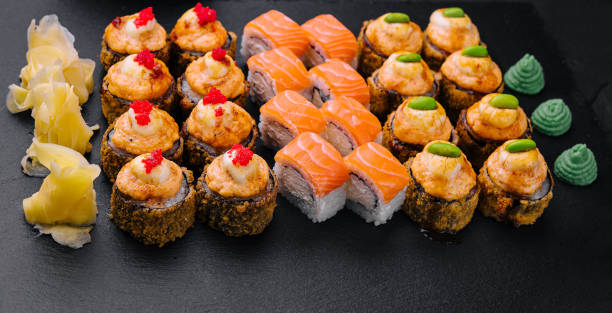 istock Japanese sushi big set on top view 2037150395