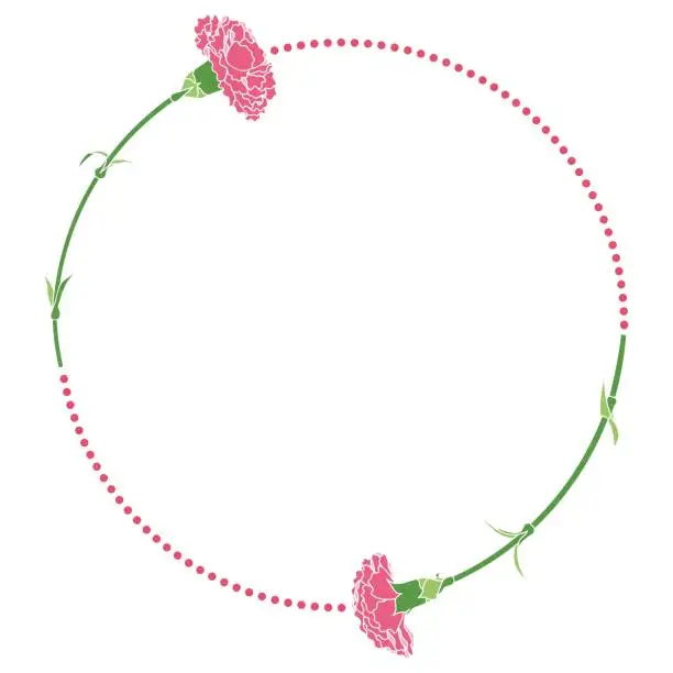 Vector illustration of Circular frame of carnations Vector