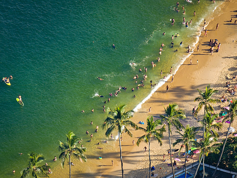 The shores of Praia Vermelha seen from  Morro da Urca in Rio de Janeiro, Brazil.