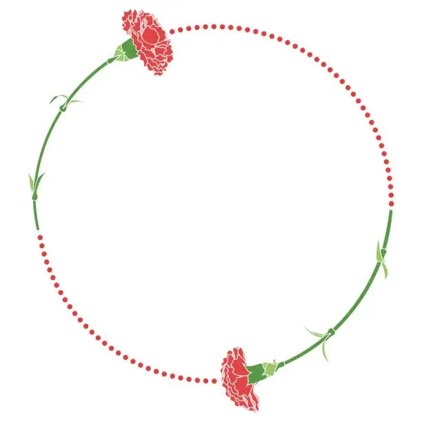 Vector illustration of Circular frame of carnations Vector