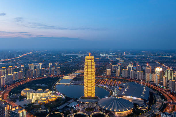 aerial photo of  Panoramic skyline  guagnzhou china in night guagnzhou Skyline Panoramic night shanghai tower stock pictures, royalty-free photos & images