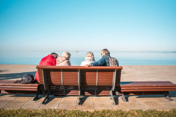 istock Caucasian Senior Couples Relaxing by the Seaside 2037211700