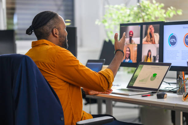 istock Businessman with colleagues during conference call 2037212281