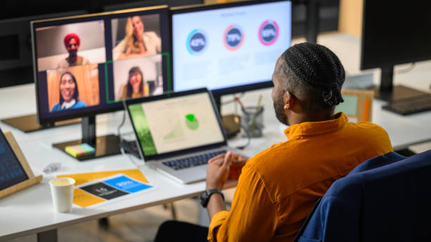 istock Businessman with colleagues during conference call 2037215580