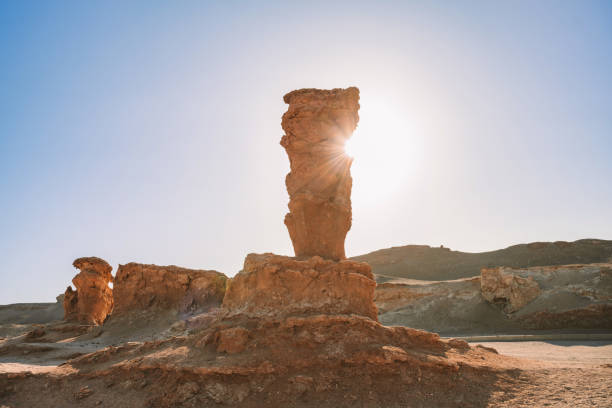 bizarre rock sculpture in Vallecito -Atacama desert in Chile, callled cordillera de la sal