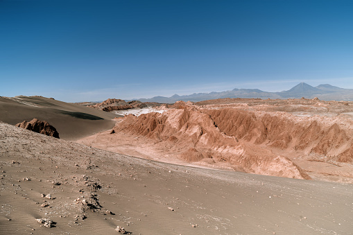 over salt rock formations in the Atacama desert, callled cordillera de la sal