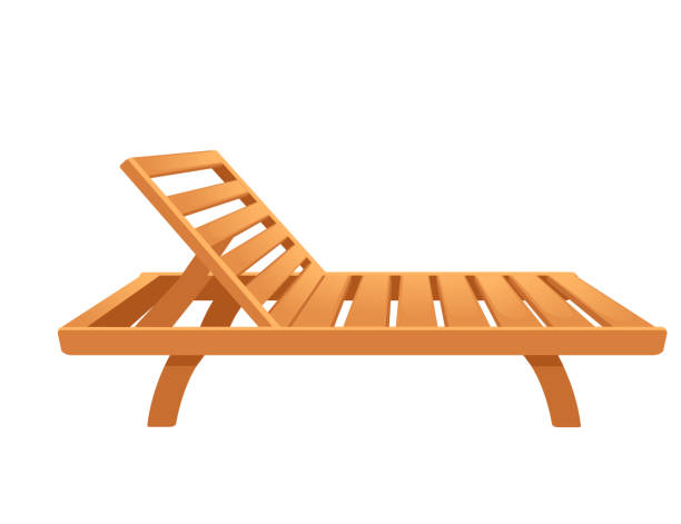 istock Beach wooden lounger summer sunbed vector illustration isolated on white background 2037237803