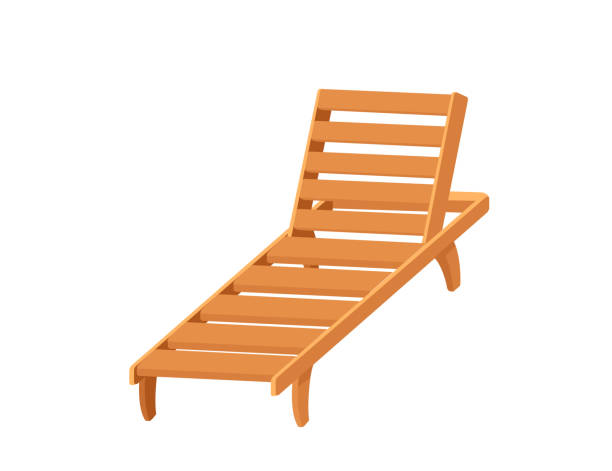istock Beach wooden lounger summer sunbed vector illustration isolated on white background 2037237809