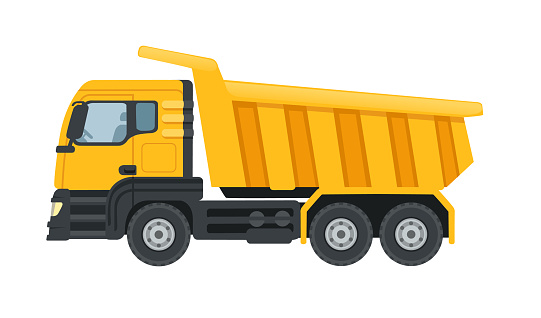 Industrial dumper truck vector illustration isolated on white background.