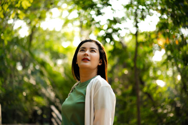istock Confident Woman Looking Forward in Tropical Forest 2037256108