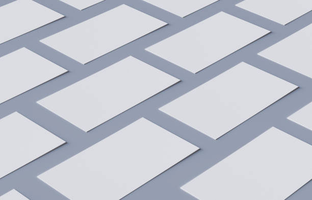 Blank white business cards design template on grey background