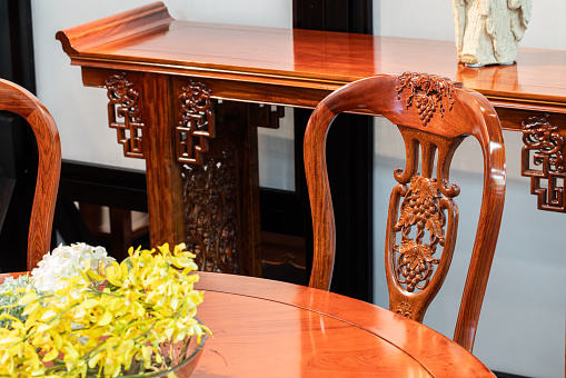 Beautifully carved traditional Chinese wooden furniture