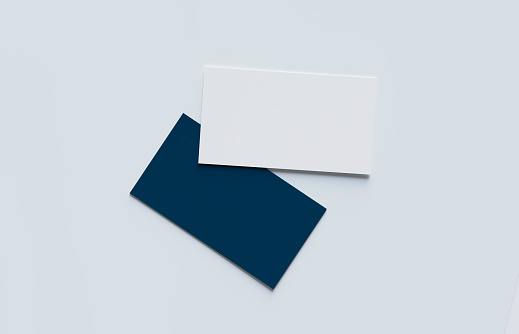 Two blank horizontal business cards mockup on white background