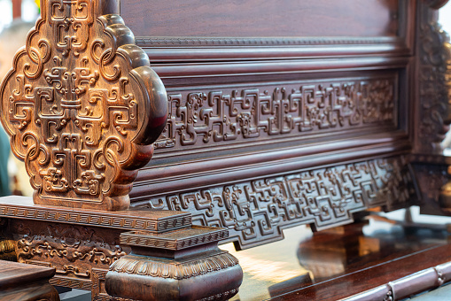 Beautifully carved traditional Chinese wooden furniture