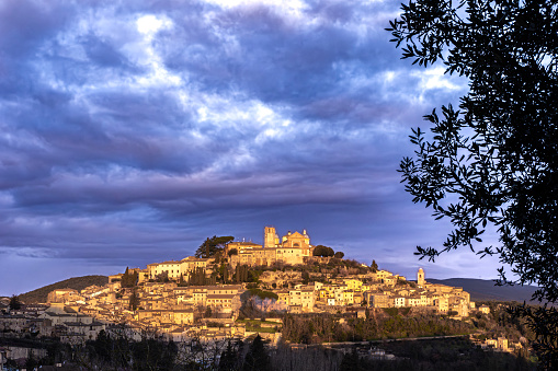 Amelia, Terni, Umbria, Italy: Dawn light on Amelia, one of the oldest towns in Umbria and Italy, with a perfectly preserved historic center, rich in testimonies of the past, among medieval churches, Renaissance palaces and pre-Roman roads that emerge underground.