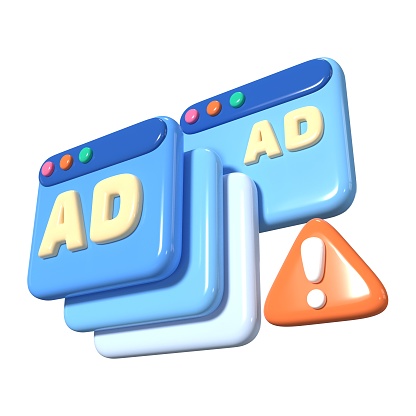 This is a Adware 3D Render Illustration Icon. High-resolution JPG file isolated on a white background.