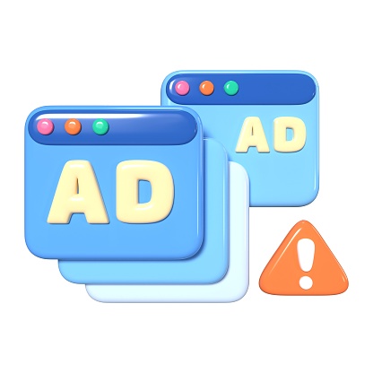 This is a Adware 3D Render Illustration Icon. High-resolution JPG file isolated on a white background.